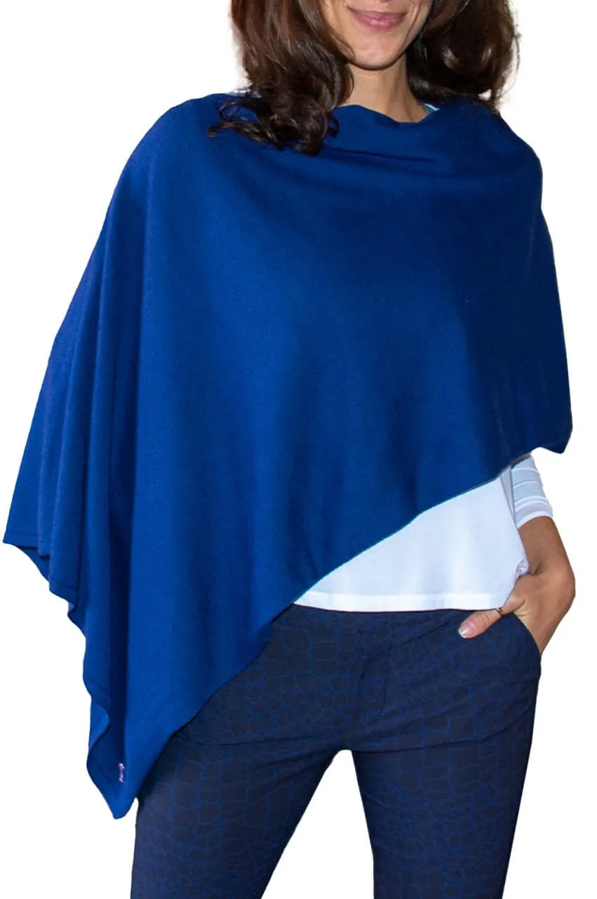 Royal Blue Cotton Cashmere Poncho