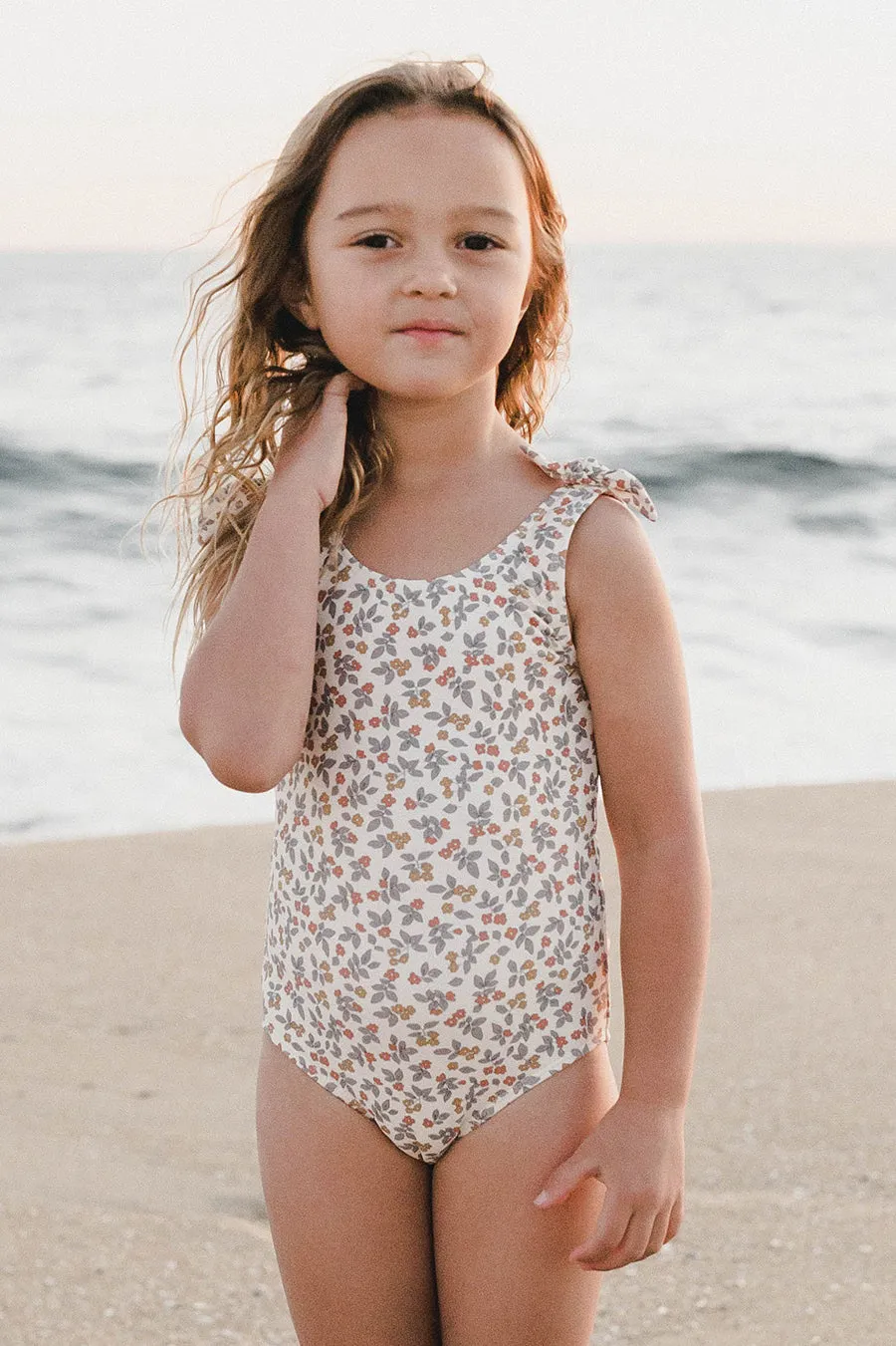 Rylee   Cru Millie Girls Tie Swimsuit - Summer Bloom