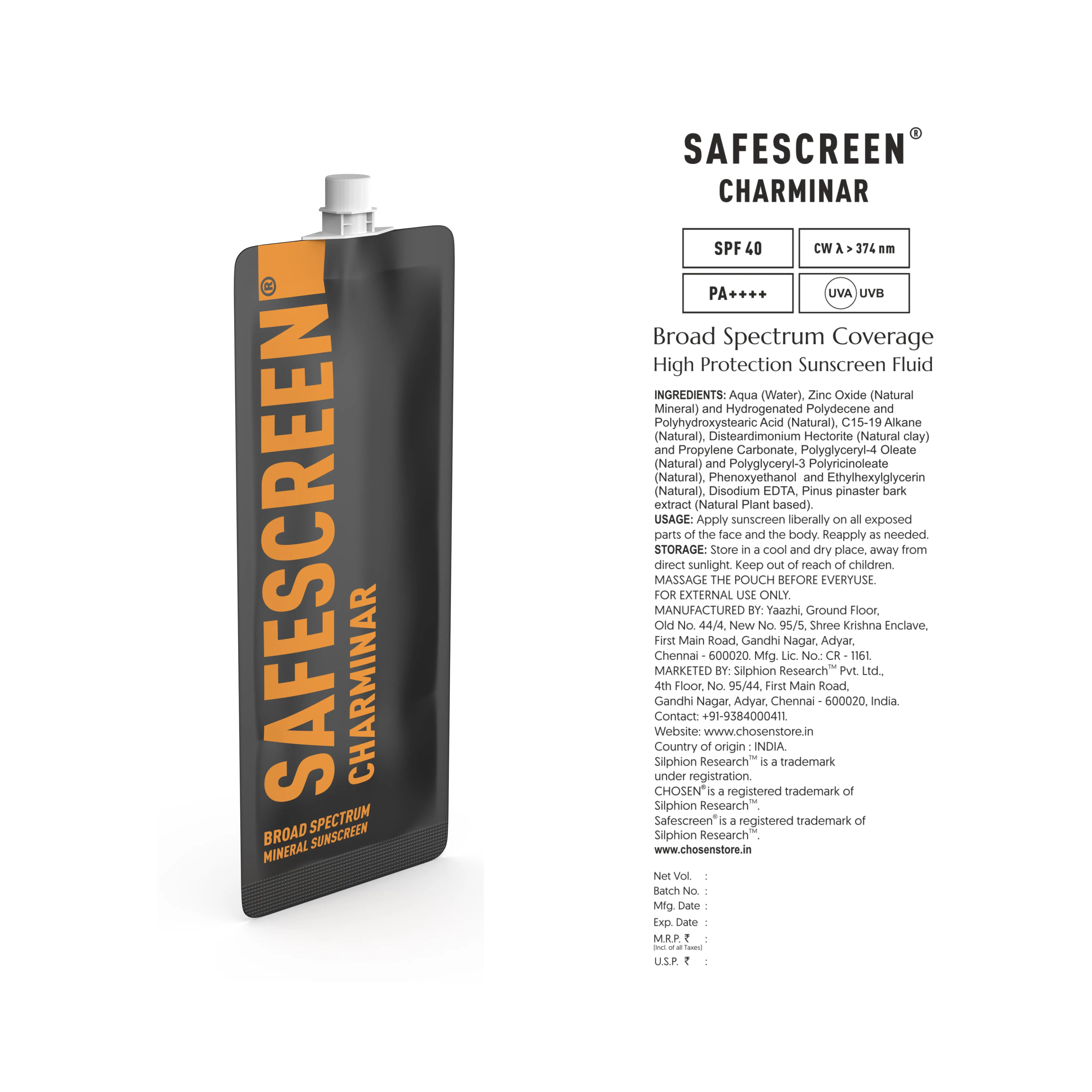 SAFESCREEN® Charminar Sunscreen SPF 40