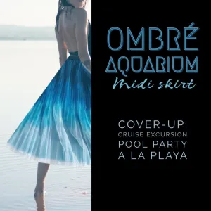 Skirt Ombré Aquarium midi cover-up skirt / mini dress insta glam - beach event photography / pool swim cover-up