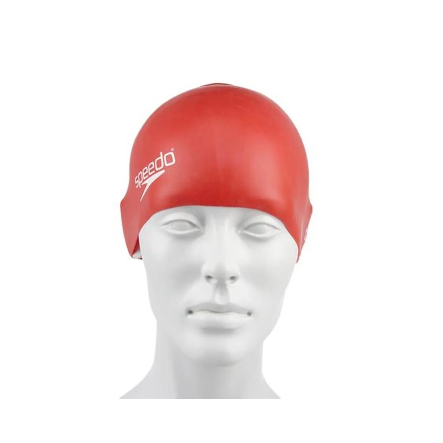 Speedo Junior Plain Moulded Silicone Hydrodynamic Durable Swimming Cap -Red