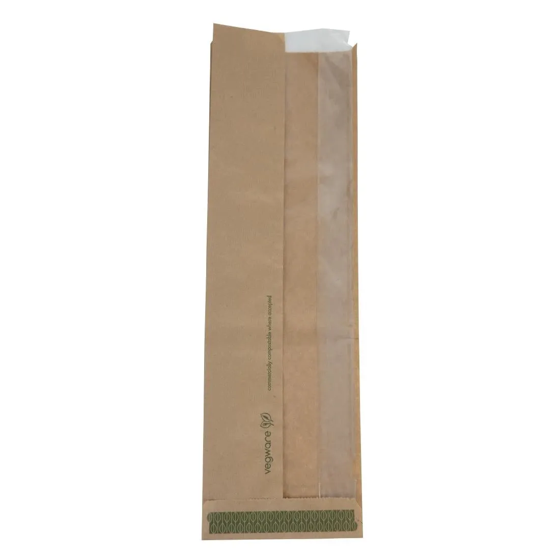 Vegware Compostable Kraft Baguette Bags With PLA Window (Pack of 1000)