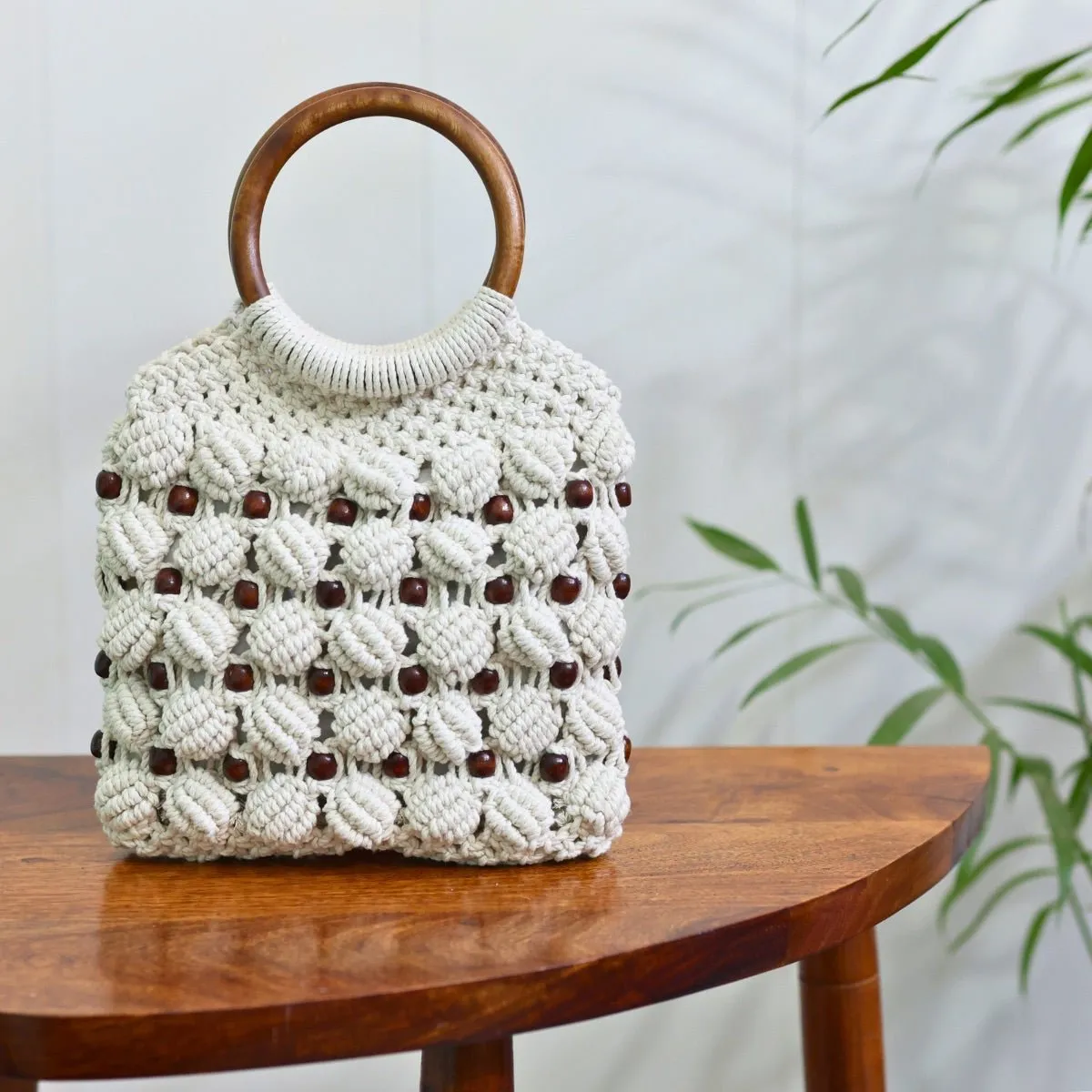 White Magic Ring Handmade Macrame Bag