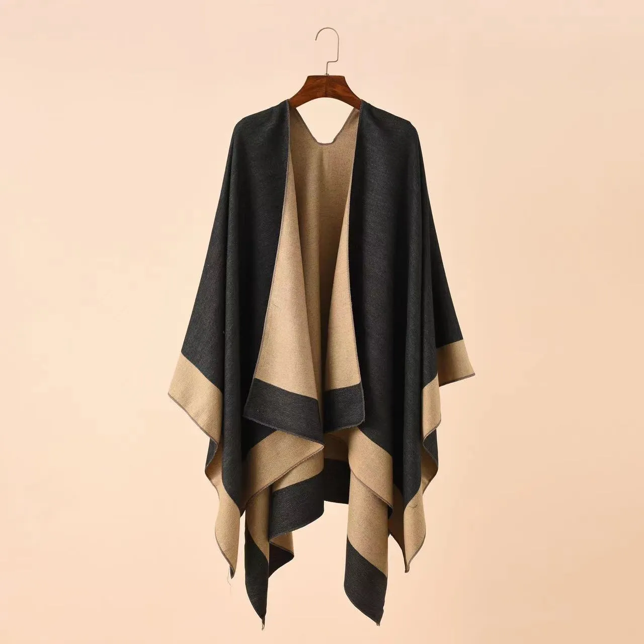 Winter Two Toned Super Soft and Cozy Poncho Wrap for Women