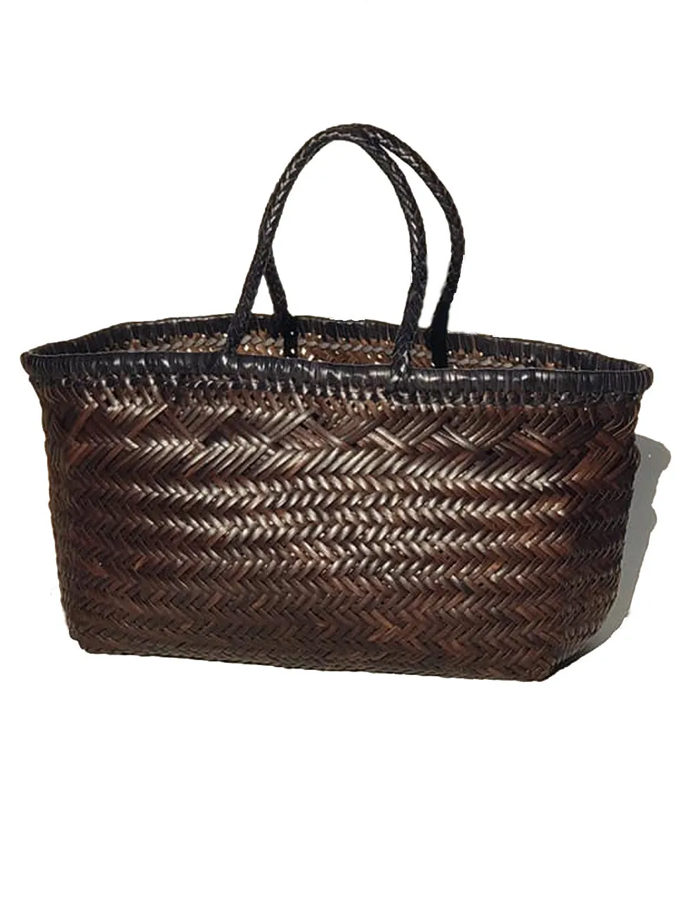 Woven Leather Basket Tote Bag