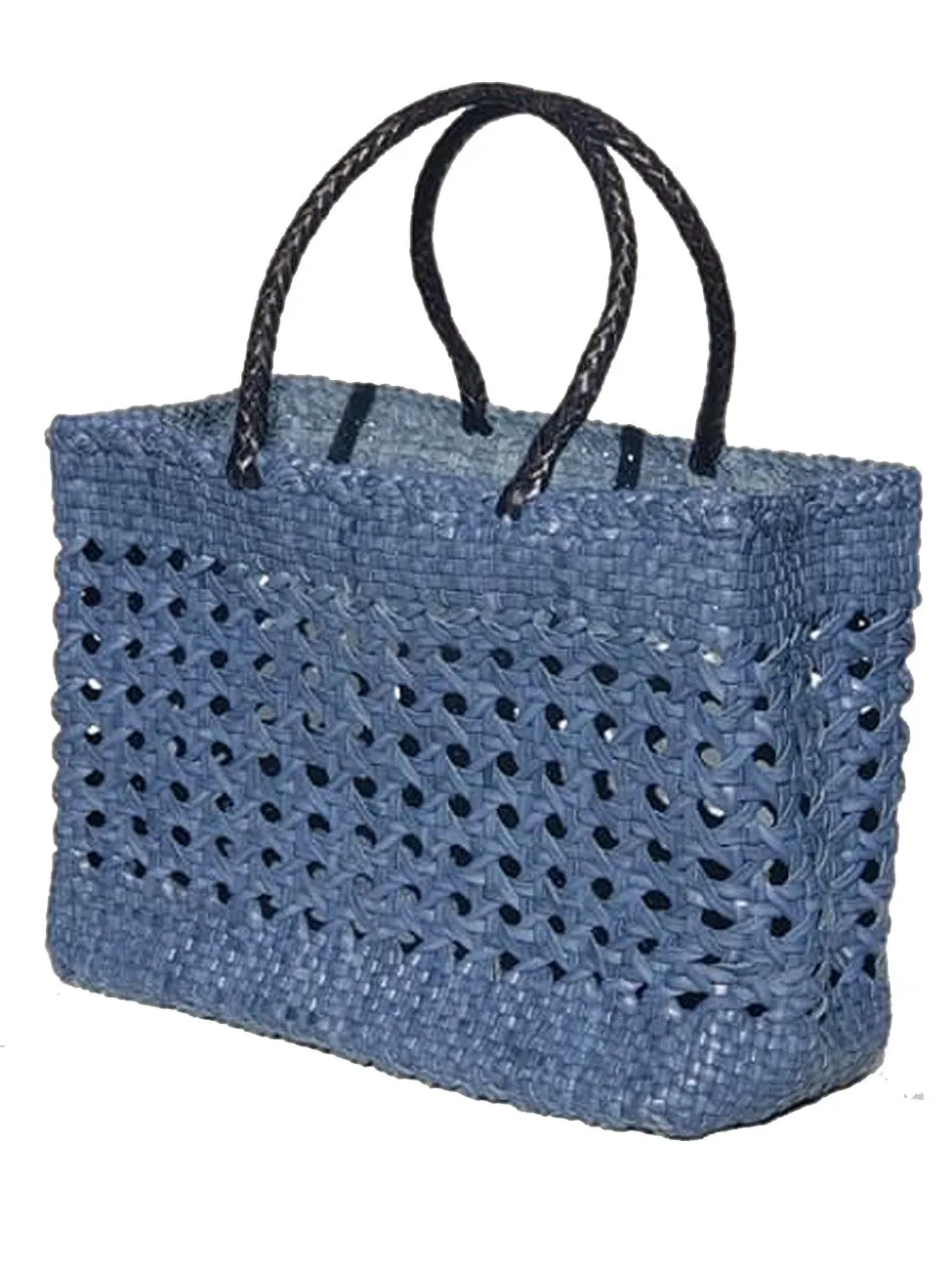 Woven Leather Medium Tote Bag Wicker