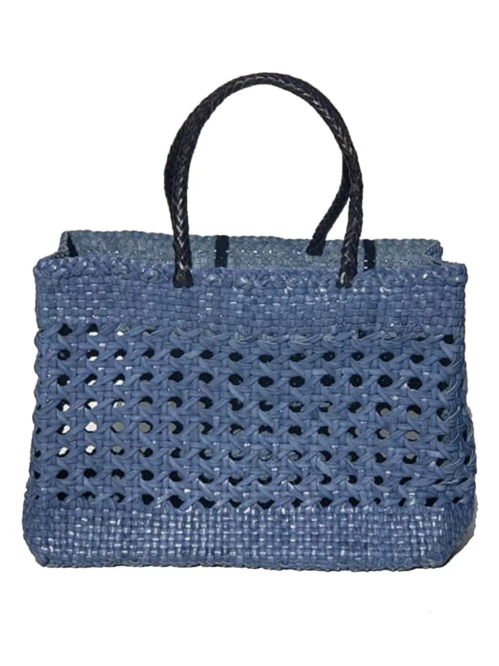 Woven Leather Medium Tote Bag Wicker