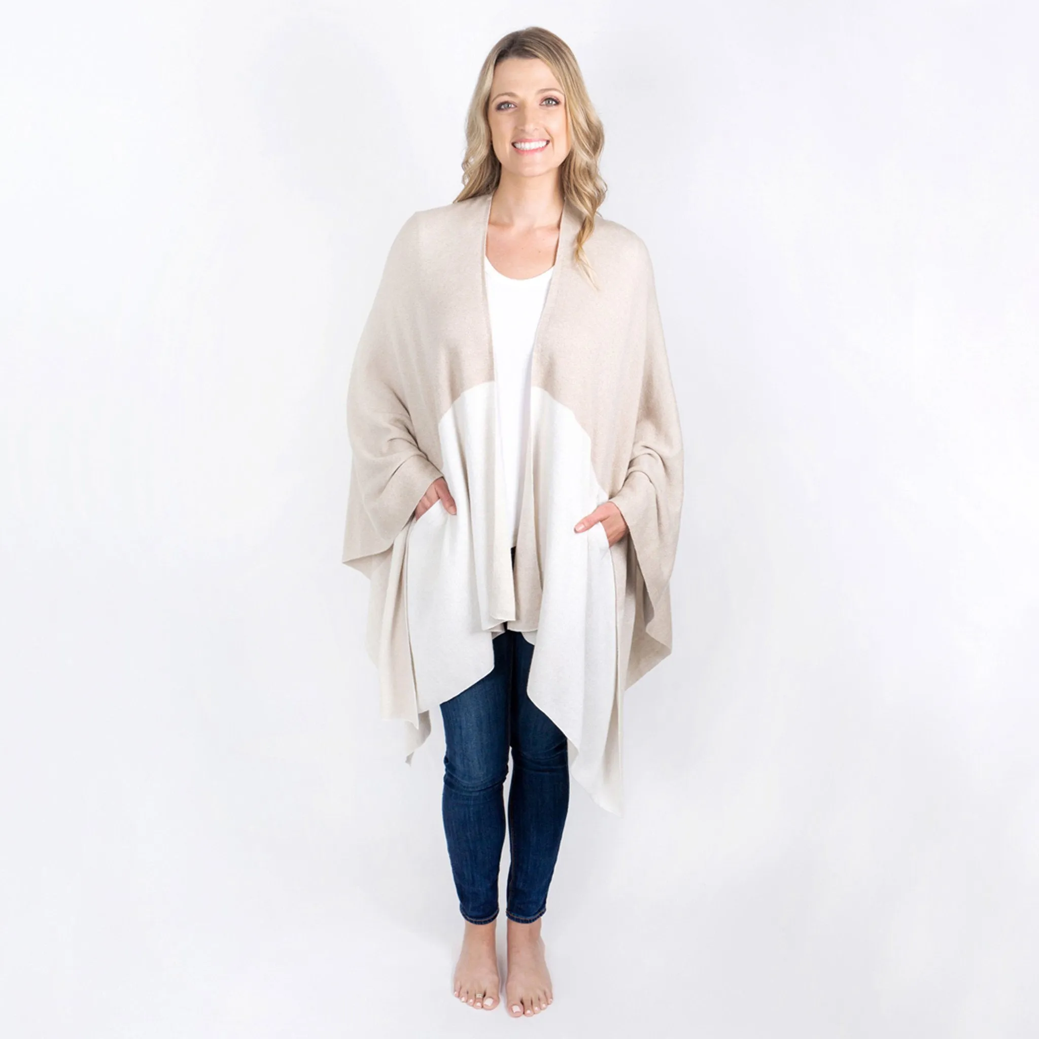 zestt Blanket Travel Wrap Ivory Colorblock