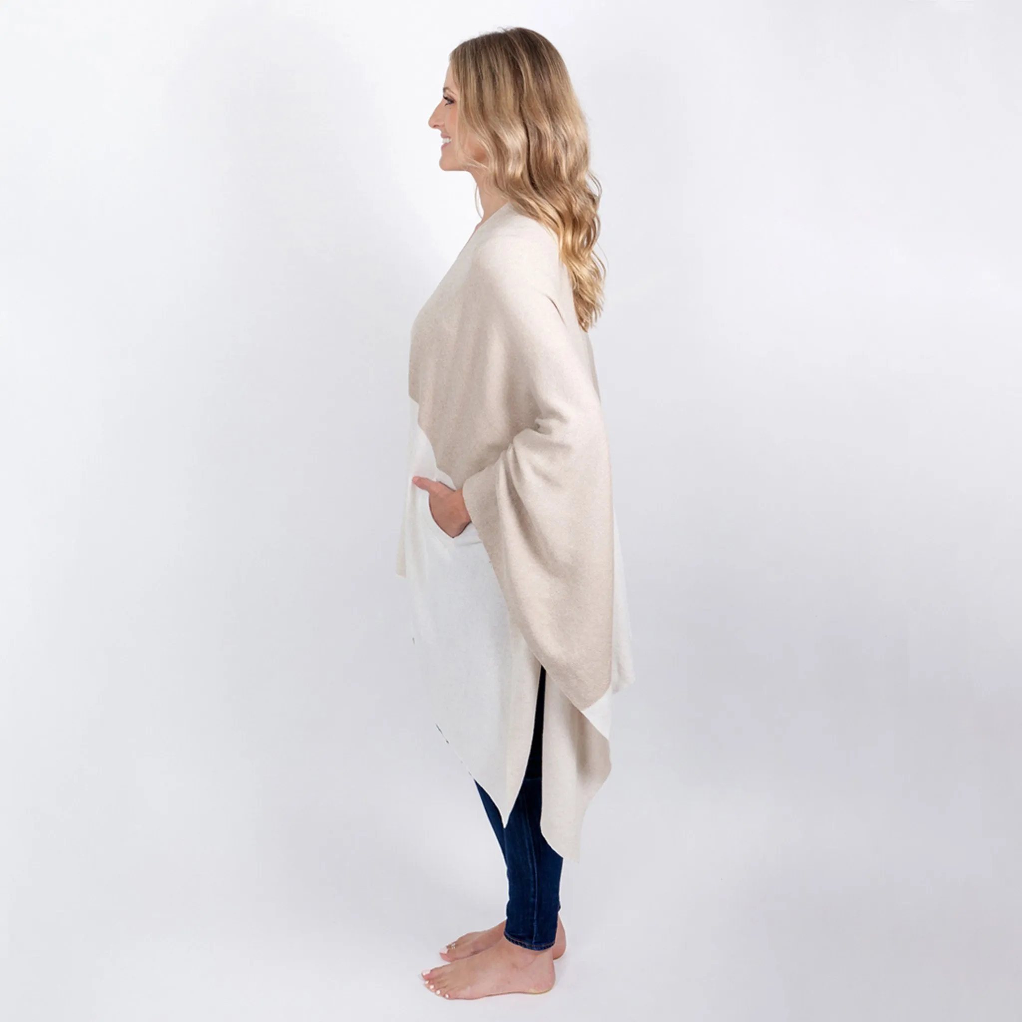 zestt Blanket Travel Wrap Ivory Colorblock